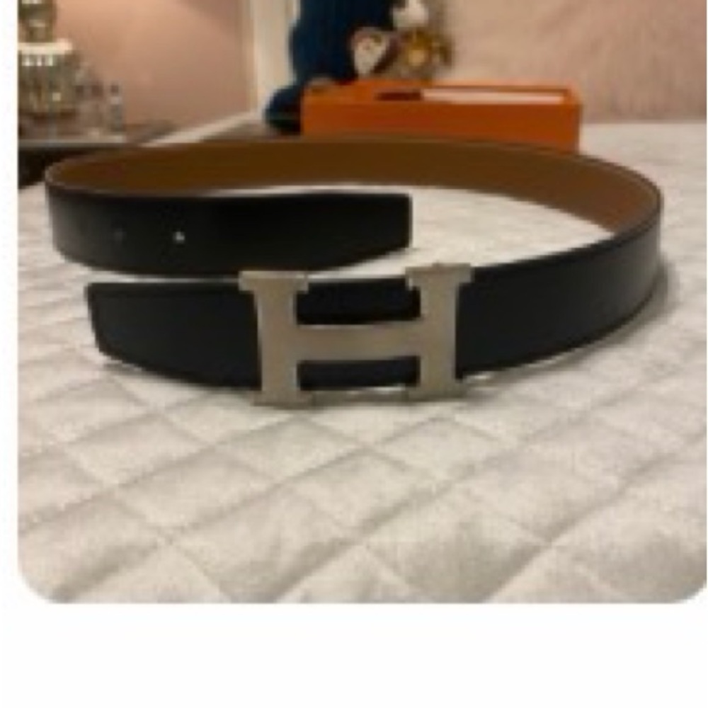 Authentic Hermes Black and Red Belt with Silver H Buckle - Picture 6 of 6